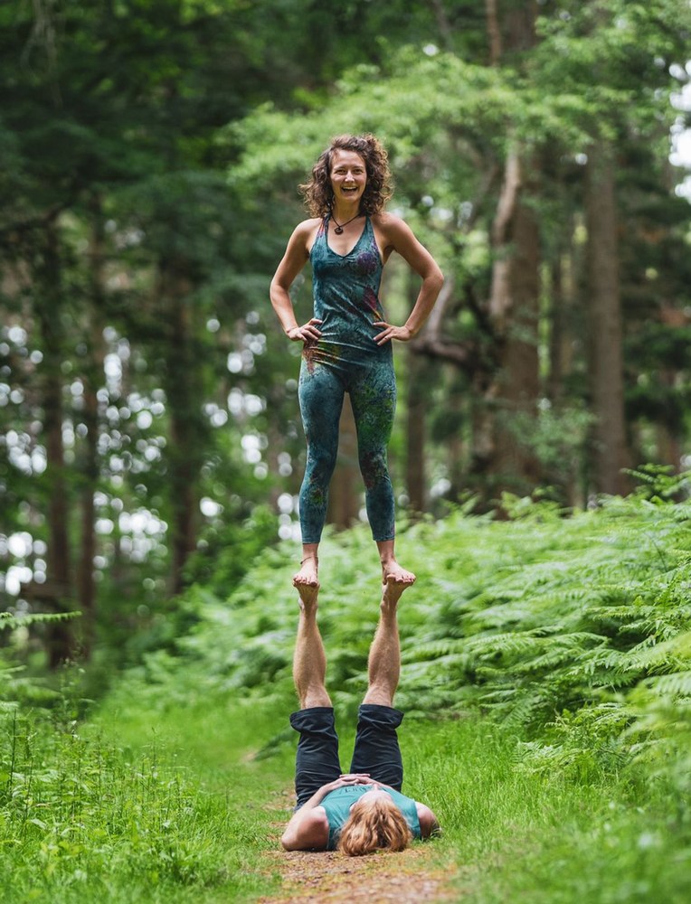 AcroYoga Pose, Foot to foot, standing Acrobatics, in Slovenia, Photoshoot
