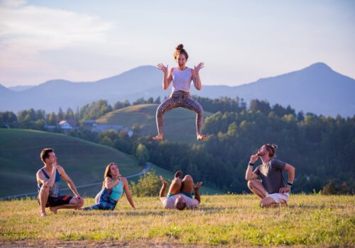 acroyoga photo in slovenia mountains during our sunset photoshoot